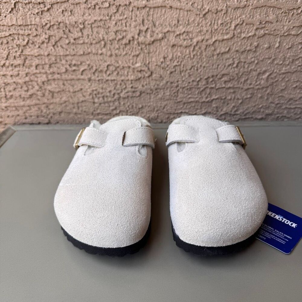 NEW Birkenstock Boston Shearling Clogs Slip On Womens 38EU / 7US Antique White - Picture 2 of 13